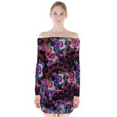 Viral Mandala Long Sleeve Off Shoulder Dress by MRNStudios