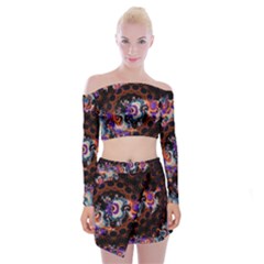 Viral Mandala Off Shoulder Top With Mini Skirt Set by MRNStudios