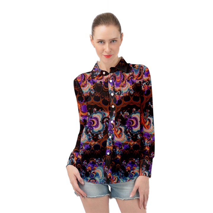 Viral Mandala Long Sleeve Chiffon Shirt