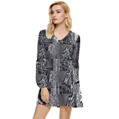 Frequencies Tiered Long Sleeve Mini Dress