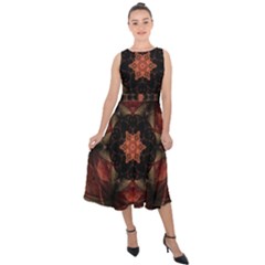 Mrn Medallion Midi Tie-back Chiffon Dress by MRNStudios