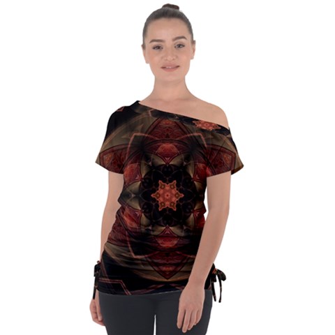 Mrn Medallion Off Shoulder Tie-up Tee by MRNStudios