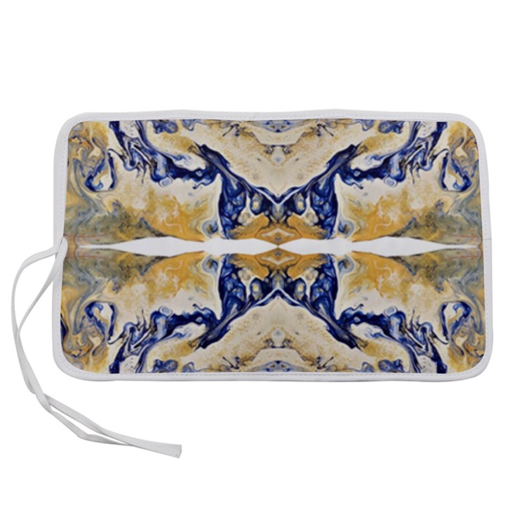 Gold on blue symmetry Pen Storage Case (M)