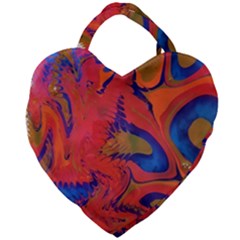 Red Flames Giant Heart Shaped Tote by kaleidomarblingart