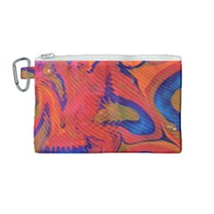 Red Flames Canvas Cosmetic Bag (medium) by kaleidomarblingart