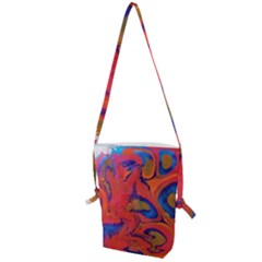 Red Flames Folding Shoulder Bag by kaleidomarblingart