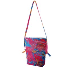 Abstract Flames Folding Shoulder Bag by kaleidomarblingart