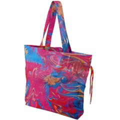 Abstract Flames Drawstring Tote Bag by kaleidomarblingart