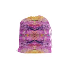 Magenta Kaleidoscope Drawstring Pouch (medium) by kaleidomarblingart