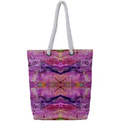 Magenta Kaleidoscope Full Print Rope Handle Tote (small) by kaleidomarblingart