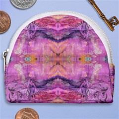 Magenta Kaleidoscope Horseshoe Style Canvas Pouch by kaleidomarblingart