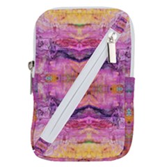 Magenta Kaleidoscope Belt Pouch Bag (large) by kaleidomarblingart