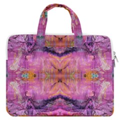 Magenta Kaleidoscope Macbook Pro Double Pocket Laptop Bag by kaleidomarblingart