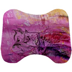 Magenta On Ochre Abstract  Head Support Cushion by kaleidomarblingart