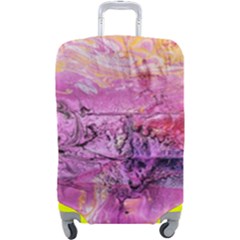 Magenta On Ochre Abstract  Luggage Cover (large) by kaleidomarblingart