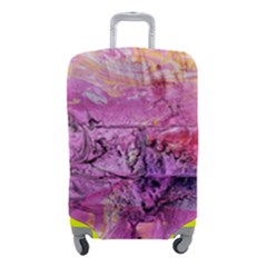 Magenta On Ochre Abstract  Luggage Cover (small) by kaleidomarblingart