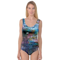 Abstract Turquoise Princess Tank Leotard  by kaleidomarblingart