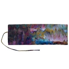 Abstract Turquoise Roll Up Canvas Pencil Holder (m) by kaleidomarblingart