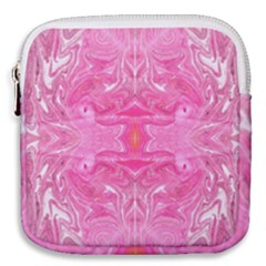 Pink Marbling Mini Square Pouch by kaleidomarblingart