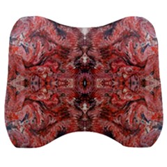 Red Arabesque Velour Head Support Cushion by kaleidomarblingart