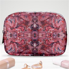 Red Arabesque Make Up Pouch (small) by kaleidomarblingart