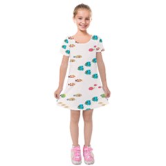 Underwater World Kids  Short Sleeve Velvet Dress by SychEva