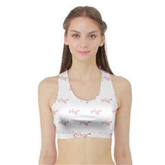 Amor Text Drawing Pattern Sports Bra With Border by dflcprintsclothing