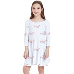 Amor Text Drawing Pattern Kids  Quarter Sleeve Skater Dress