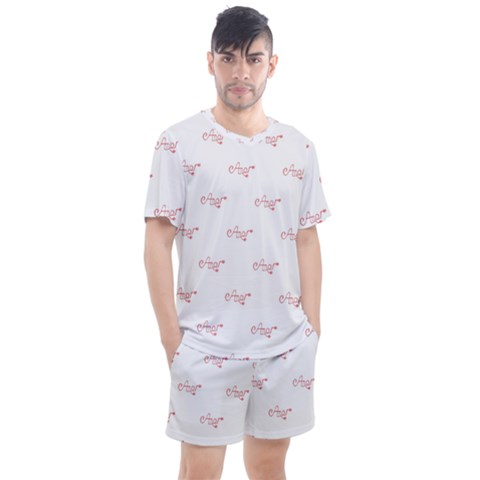 Amor Text Drawing Pattern Men s Mesh Tee And Shorts Set by dflcprintsclothing