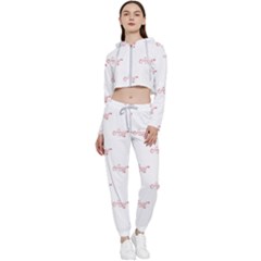 Amor Text Drawing Pattern Cropped Zip Up Lounge Set by dflcprintsclothing