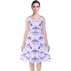 Love To The Flowers In A Beautiful Habitat V-neck Midi Sleeveless Dress  by pepitasart