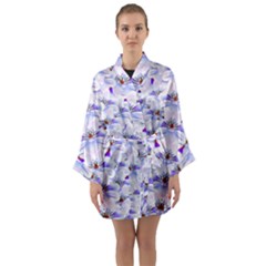 Love To The Flowers In A Beautiful Habitat Long Sleeve Satin Kimono by pepitasart