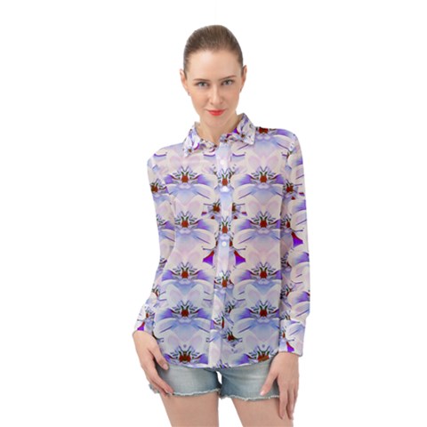 Love To The Flowers In A Beautiful Habitat Long Sleeve Chiffon Shirt by pepitasart