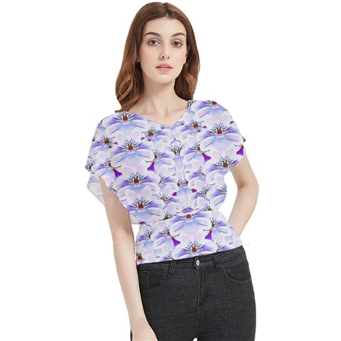 Love To The Flowers In A Beautiful Habitat Butterfly Chiffon Blouse by pepitasart