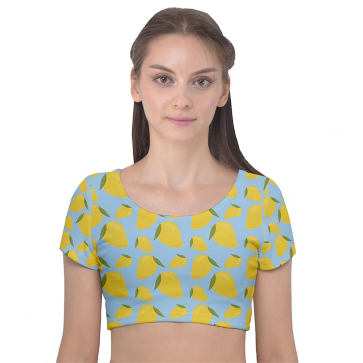 Mango Love Velvet Short Sleeve Crop Top 