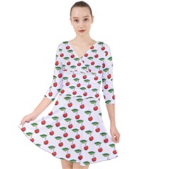 Cherries Love Quarter Sleeve Front Wrap Dress by designsbymallika