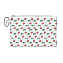 Cherries Love Canvas Cosmetic Bag (large) by designsbymallika