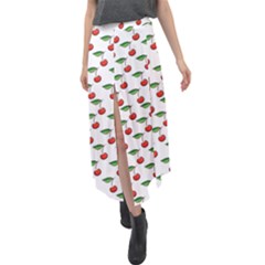 Cherries Love Velour Split Maxi Skirt by designsbymallika