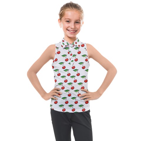 Cherries Love Kids  Sleeveless Polo Tee by designsbymallika