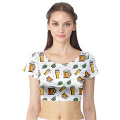 Beer Love Short Sleeve Crop Top by designsbymallika