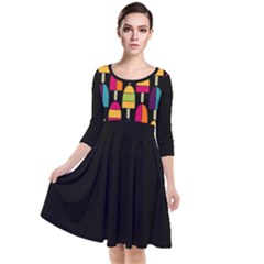 Popsicle Quarter Sleeve Waist Band Dress