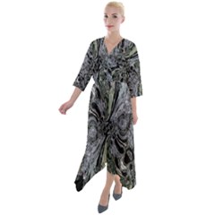 Insect Portrait Quarter Sleeve Wrap Front Maxi Dress by MRNStudios