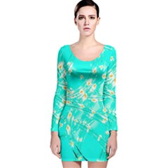 Pop Art Neuro Light Long Sleeve Velvet Bodycon Dress