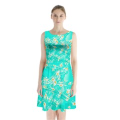 Pop Art Neuro Light Sleeveless Waist Tie Chiffon Dress