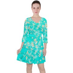 Pop Art Neuro Light Quarter Sleeve Ruffle Waist Dress