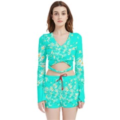 Pop Art Neuro Light Velvet Wrap Crop Top And Shorts Set