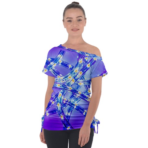 Pop Art Neuro Light Off Shoulder Tie-up Tee by essentialimage365