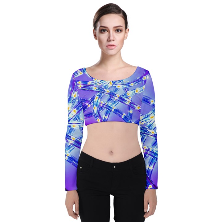 Pop Art Neuro Light Velvet Long Sleeve Crop Top