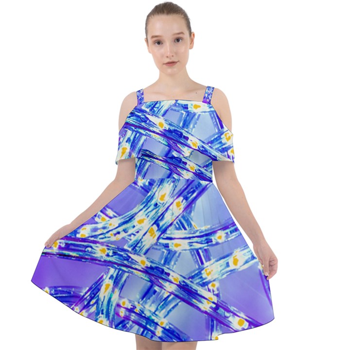 Pop Art Neuro Light Cut Out Shoulders Chiffon Dress