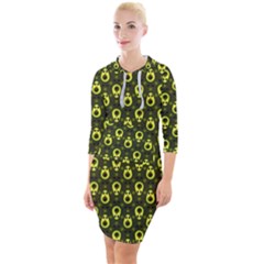 Avocados Quarter Sleeve Hood Bodycon Dress